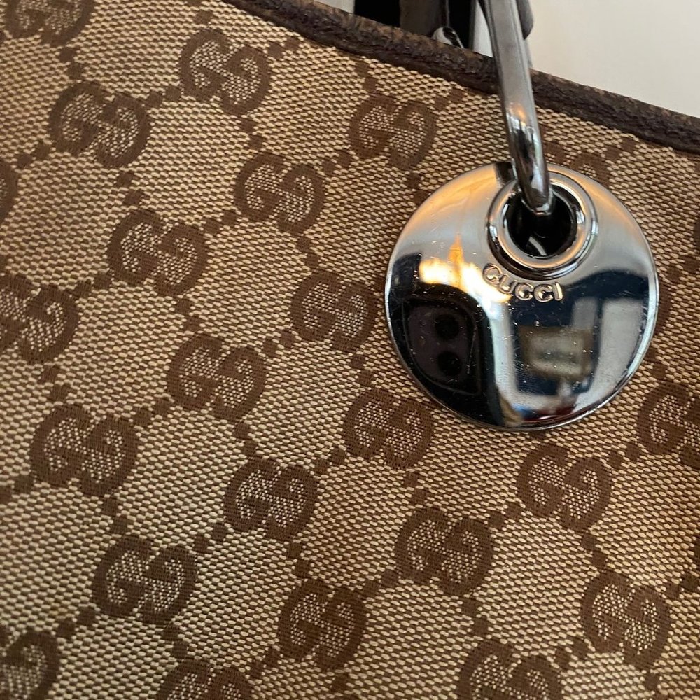 Gucci Canvas Monogram Eclipse Double Strap Tote S… - image 4